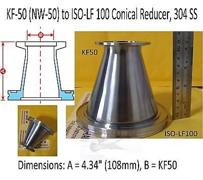 KF-50 (NW-50) to ISO-LF 100 Conical Reducer, 304 SS, Vacuum Adapter, ISO100