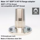 Male BSPT 1/4"  X KF16 flange stainless steel vacuum adapter BSPT = PT Rc