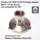 Female BSPT 1/8" X KF16 flange stainless steel vacuum adapter BSPT = PT Rc