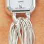 STERLING SILVER 7-8" ADJUSTABLE LIQUID SILVER 15 STRAND MOP FACE WATCH