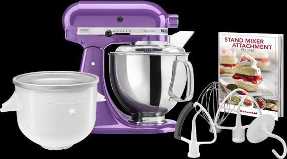 Kitchenaid 5 Quart Artisan Stand Mixer W Free Icecream Maker And More