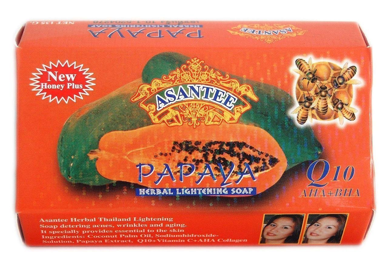 Asantee Thai Papaya Herbal Skin Whitening Soap 125g (Pack of 4)