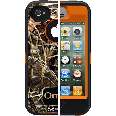Orange  Max 4HD Blazed Real Tree Camo Defender Case for Apple iPhone 4  4S
