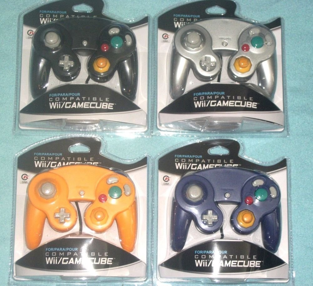 New 4 Controllers for Nintendo GameCube / Wii Black Platinum Orange Spice Indigo