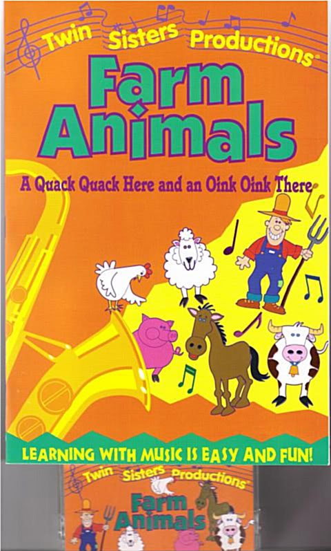 TWIN SISTERS FARM ANIMALS Book Cassette Kids 2 pc Set