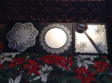 vintage wall mirror decor black silver lace design Wisniewski Lorenzatti