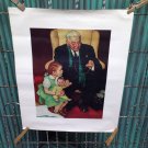 Vtg MCM normal rockwell upjohn pharmacy doctor girl doll print