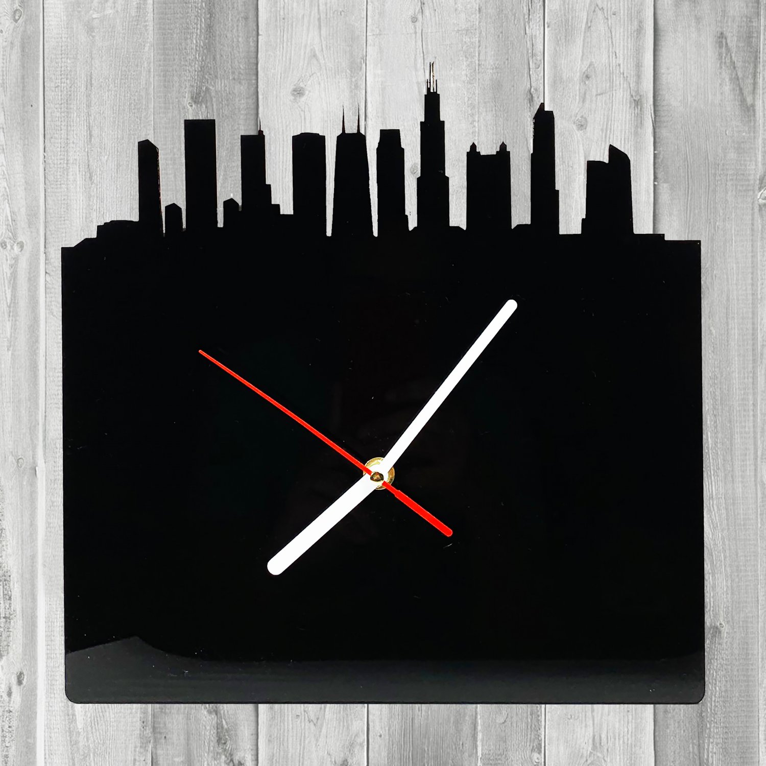 Chicago Skyline Wall Clock Silent, Quiet, NonTicking Chicago