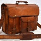 Real genuine leather messenger laptop cross body satchel brown bag briefcase