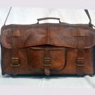 Real goat leather travel luggage handmade weekend crossbody genuine brown bag