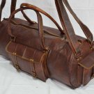 Real leather travel luggage weekend genuine cross body brown bag briefcase