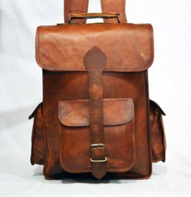 real leather genuine Handmade vintage bag backpack rucksack with padding inside