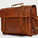 real leather vintage messenger Handmade backpack laptop briefcase brown bag