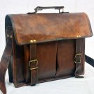 real leather vintage messenger mens Handmade genuine satchel brown briefcase bag
