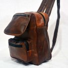 Real goat hide rucksack back pack unisex genuine leather bag with pockets outsid