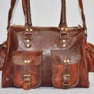 real leather vintage messenger sling Handmade briefcase ladies bag with pockets