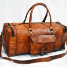 real leather handmade natural briefcase vintage brown weekend travel luggage bag
