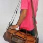 Real goat hide travel luggage overnight weekend cross body bag round briefcase