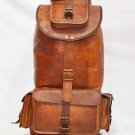 Real vintage style rucksack backpack genuine large leather bag with pockets