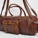 Real leather travel luggage overnight genuine cross body big brown bag briefcase