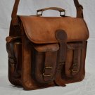 real leather vintage messenger sling Handmade genuine briefcase brown hide bag