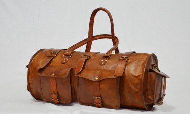 Real goat hide travel luggage overnight weekend unisex crossbody bag briefcase