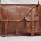 real genuine goat leather messenger sling Handmade unisex briefcase natural bag