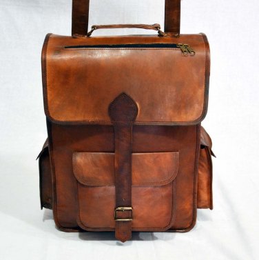 real leather genuine messenger Handmade briefcase vintage bag backpack rucksack