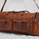 Real leather travel luggage gym mens genuine cross body weekend bag briefcase