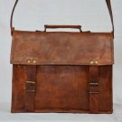 real genuine leather vintage messenger Handmade satchel brown briefcase bag