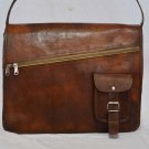 genuine leather vintage messenger Handmade mens briefcase natural soft brown bag