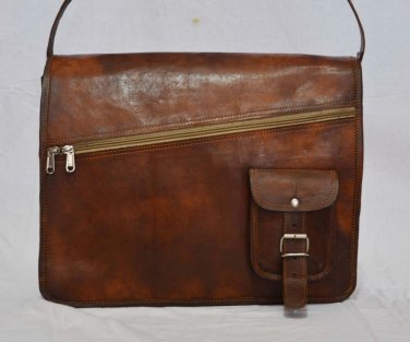 genuine leather vintage messenger Handmade mens briefcase natural soft brown bag