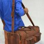 Real leather travel luggage gym mens genuine brown large weekend bag briefcase
