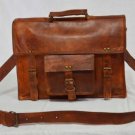 real leather vintage messenger Handmade backpack briefcase natural brown bag