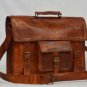 real leather vintage messenger Handmade backpack briefcase natural brown bag