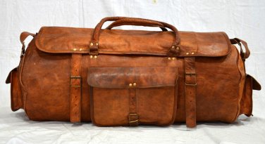 real leather handmade strong briefcase vintage brown large travel luggage bag