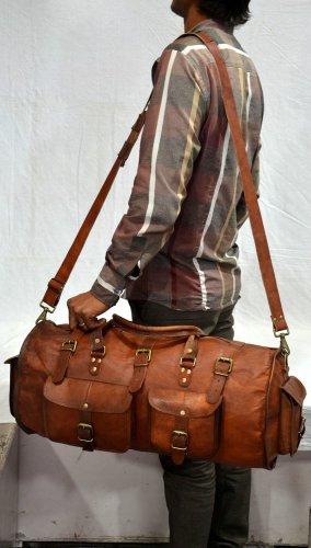 real leather handmade strong briefcase vintage brown medium travel luggage bag
