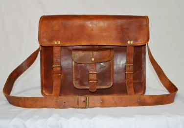 real leather vintage messenger Handmade satchel brown briefcase bag from india