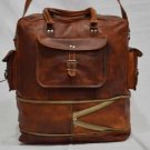 real goat leather vintage messenger large Handmade Travel luggage briefcase bag