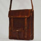 Real genuine leather vintage messenger Handmade satchel brown briefcase bag