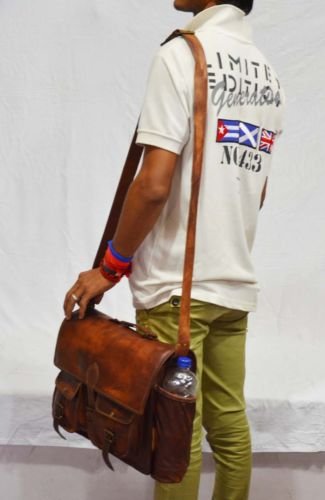 real leather vintage messenger sling Handmade natural briefcase genuine bag