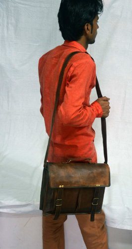 real leather vintage messenger mens Handmade genuine satchel soft briefcase bag