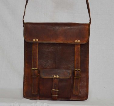 Real genuine leather vintage messenger Handmade satchel brown bag from india