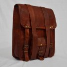 real leather covered messenger Handmade briefcase vintage bag backpack brown