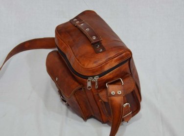 real leather vintage messenger stylish Handmade brown briefcase camera bag