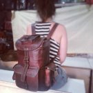 Real goat hide rucksack backpack genuine leather bag tough briefcase soft hide