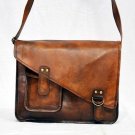 real leather vintage messenger satchel Handmade briefcase genuine brown bag
