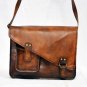 real leather vintage messenger satchel Handmade briefcase genuine brown bag