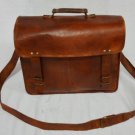 real leather vintage messenger Handmade satchel brown briefcase bag soft hide