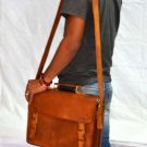 real leather messenger Handmade satchel briefcase vintage brown bag